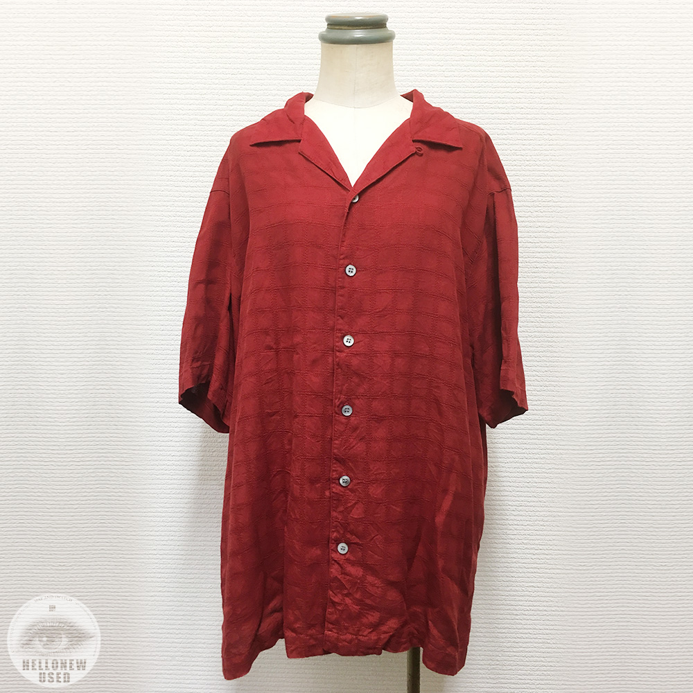 Short Sleeve Silk Shirts “Vermillion grid”