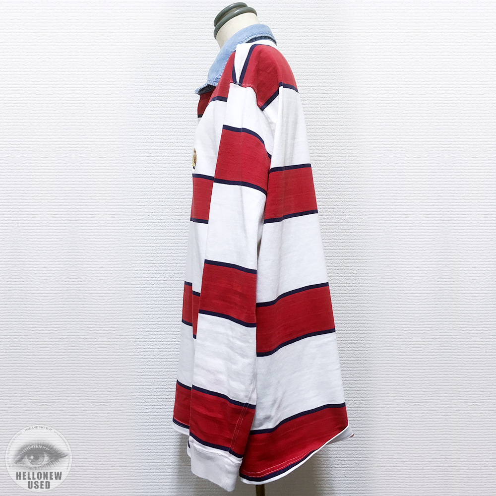 Red and White Striped Rugby Shirt