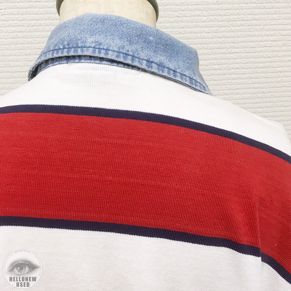 Red and White Striped Rugby Shirt